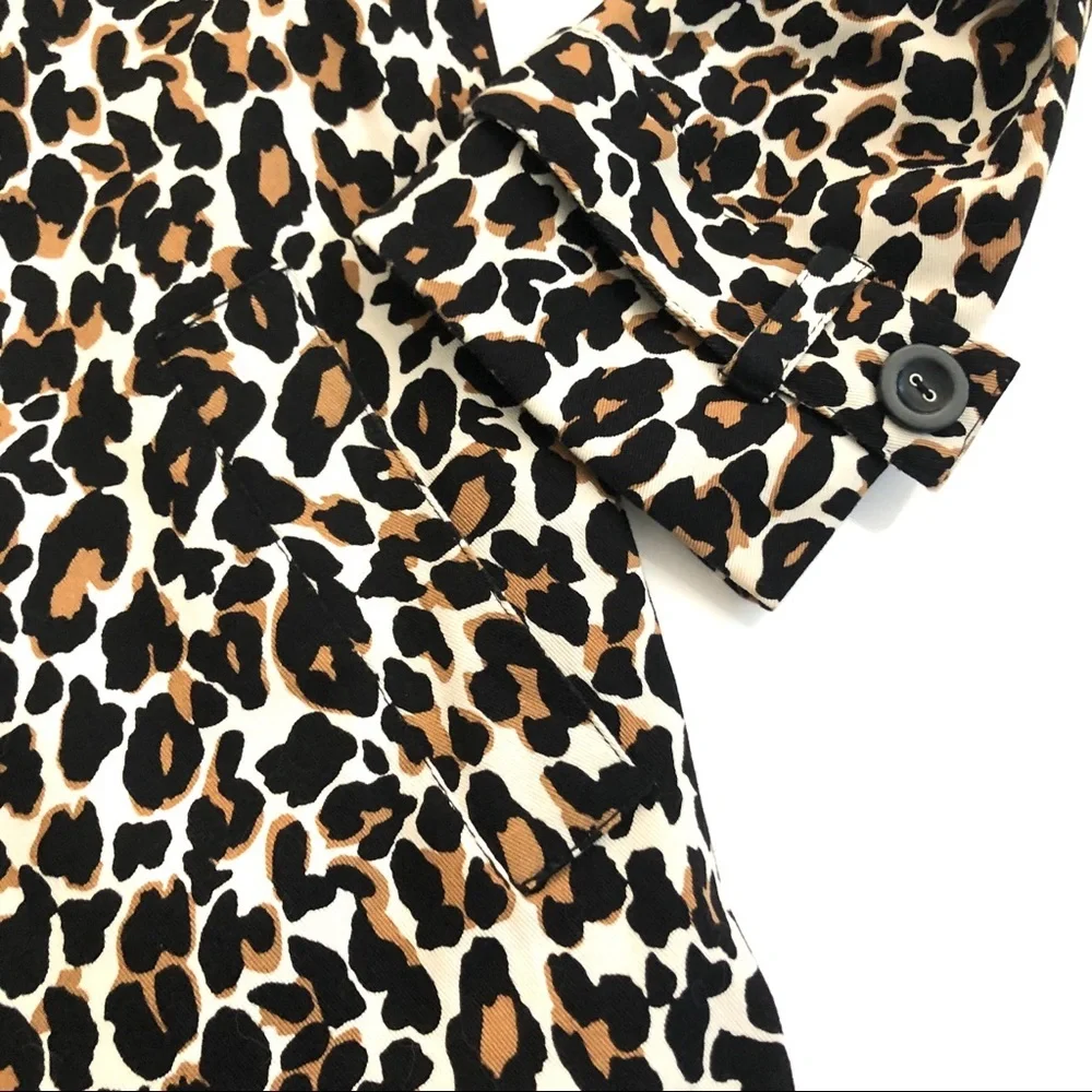 Y2K Forever 21 Cotton Leopard Print Trench Size Small - Picture 3 of 6